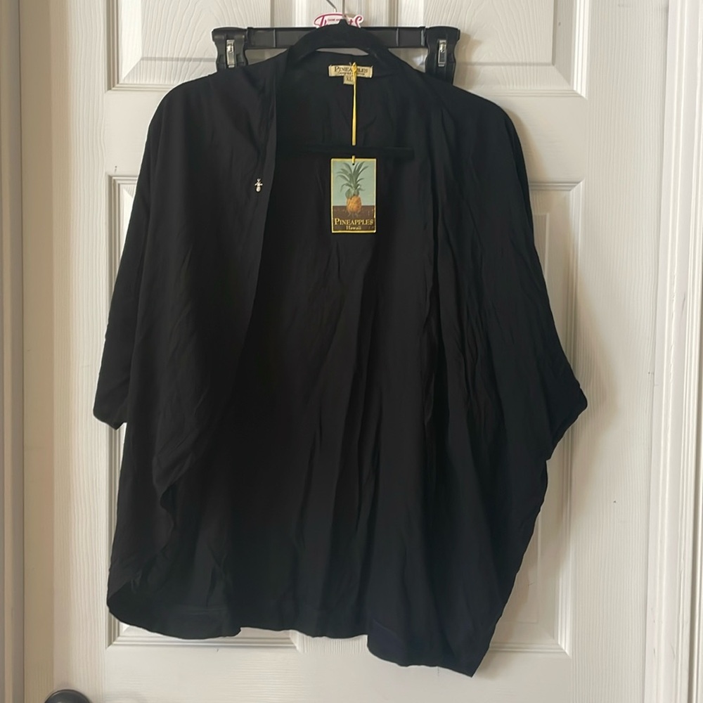 Pineapples boutique new with tags black shrug, open front cardigan, women’s xl